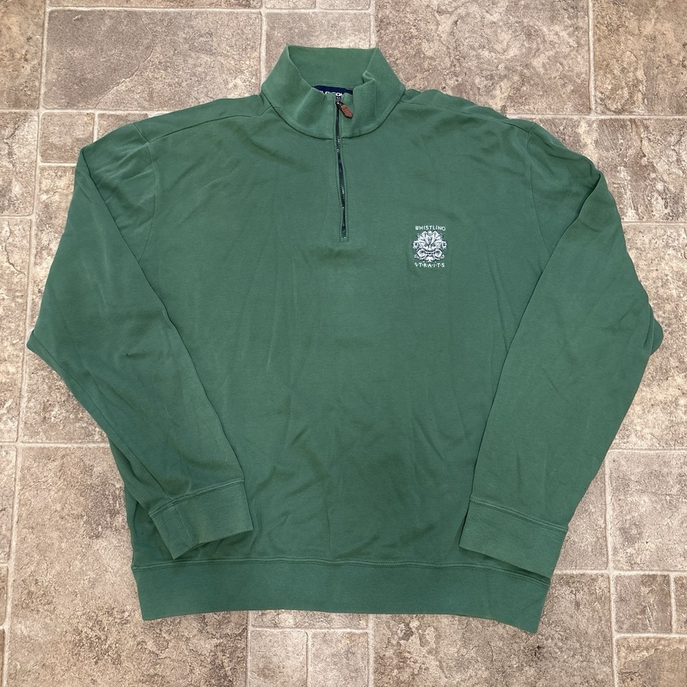 Vtg Polo Golf x Whistling Straits Size XL Pima Cotton 1/4 Zip Sweatshirt Green